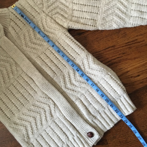 Vintage knitted wool zip pocket and leather button sweater cardigan - Picture 6 of 10